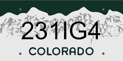 231IG4 Colorado License Plate