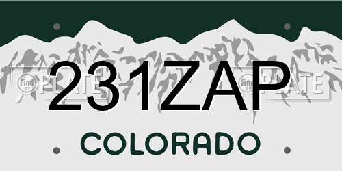 231ZAP Colorado License Plate
