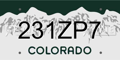 231ZP7 Colorado License Plate