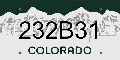 232B31 Colorado License Plate