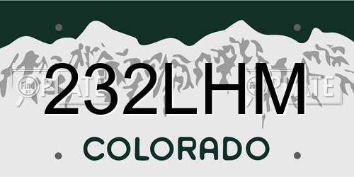 232LHM Colorado License Plate