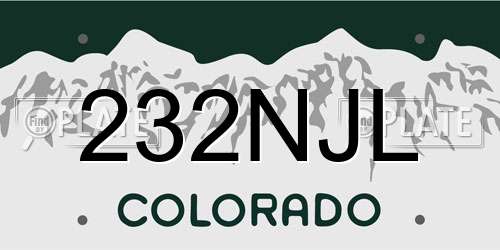 232NJL Colorado License Plate