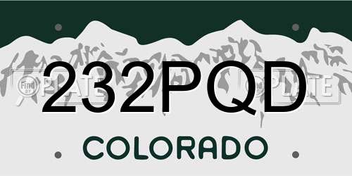 232PQD Colorado License Plate