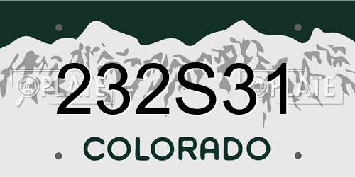 232S31 Colorado License Plate