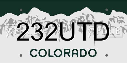 232UTD Colorado License Plate