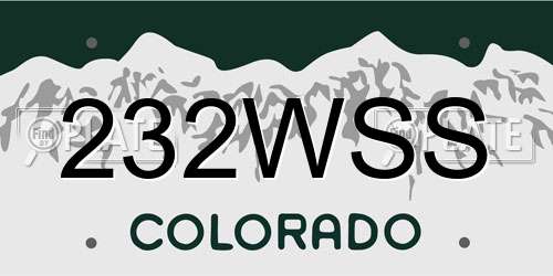 232WSS Colorado License Plate