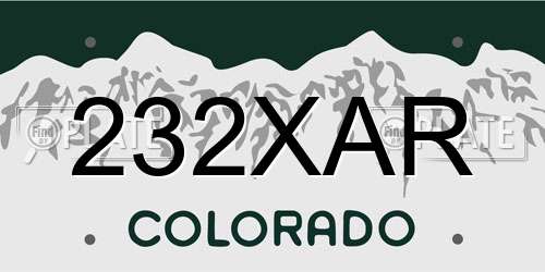 232XAR Colorado License Plate