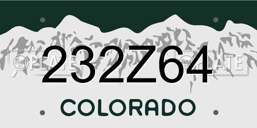 232Z64 Colorado License Plate