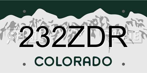 232ZDR Colorado License Plate