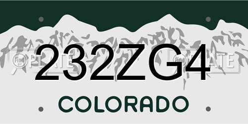 232ZG4 Colorado License Plate