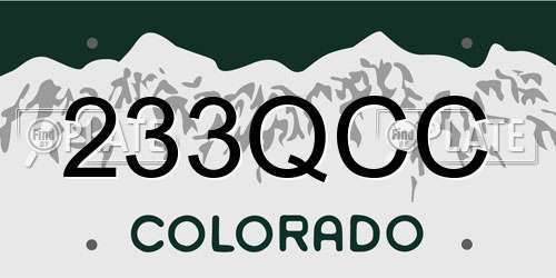 233QCC Colorado License Plate