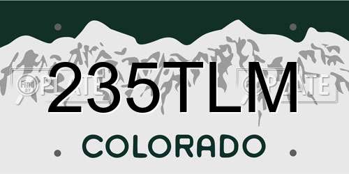 235TLM Colorado License Plate