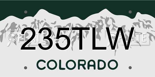 235TLW Colorado License Plate