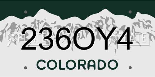 236OY4 Colorado License Plate
