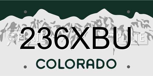 236XBU Colorado License Plate