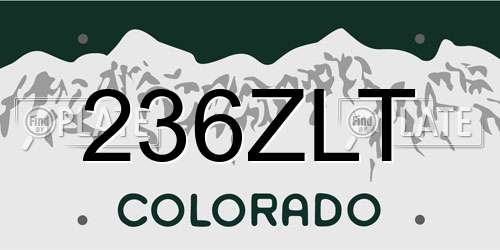 236ZLT Colorado License Plate