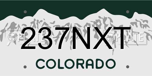 237NXT Colorado License Plate