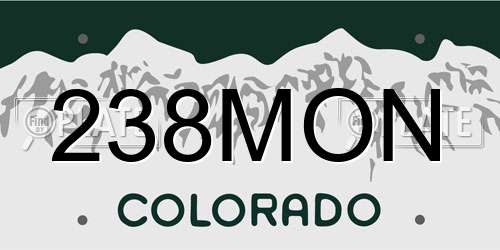 238MON Colorado License Plate