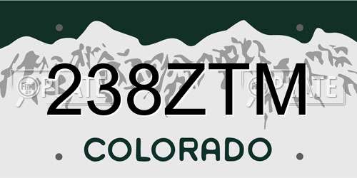 238ZTM Colorado License Plate