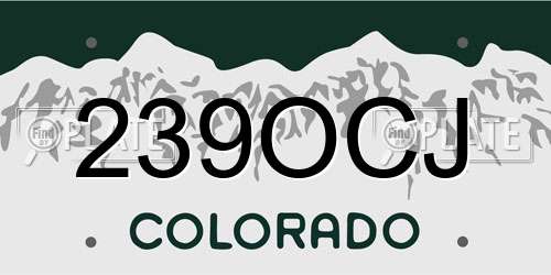 239OCJ Colorado License Plate