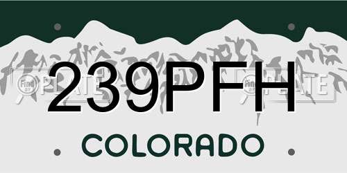 239PFH Colorado License Plate