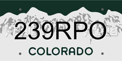 239RPO Colorado License Plate