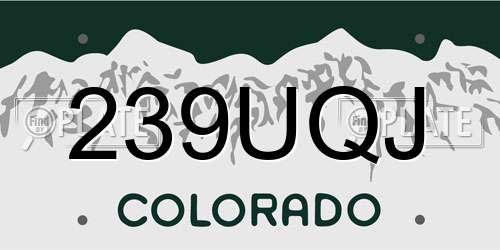 239UQJ Colorado License Plate