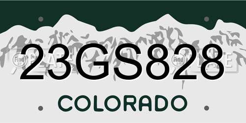 23GS828 Colorado License Plate