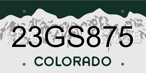 23GS875 Colorado License Plate