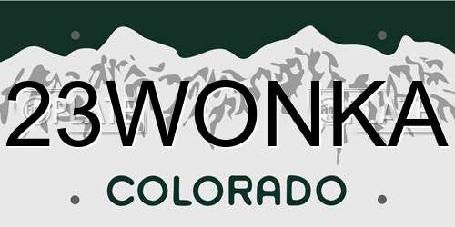 23WONKA Colorado License Plate