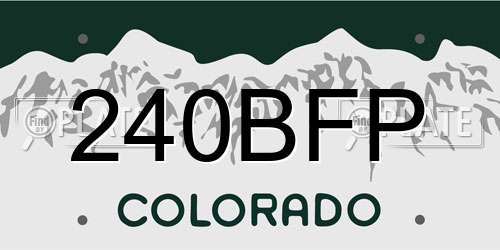 240BFP Colorado License Plate