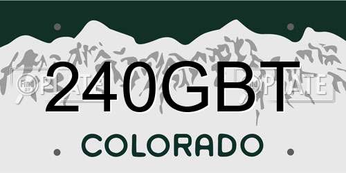 240GBT Colorado License Plate