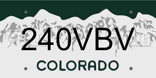 240VBV Colorado License Plate