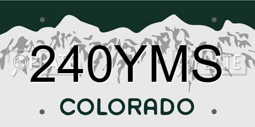 240YMS Colorado License Plate
