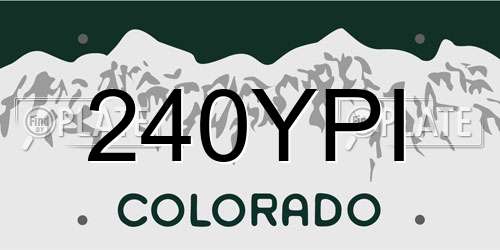 240YPI Colorado License Plate