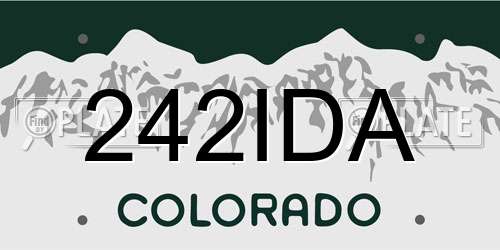 242IDA Colorado License Plate