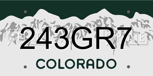 243GR7 Colorado License Plate