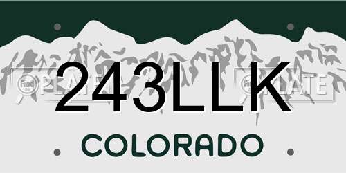 243LLK Colorado License Plate