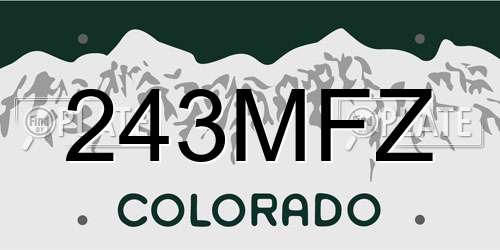 243MFZ Colorado License Plate