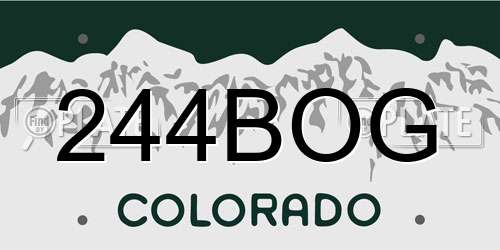 244BOG Colorado License Plate