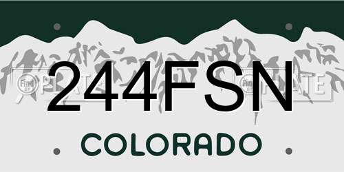 244FSN Colorado License Plate