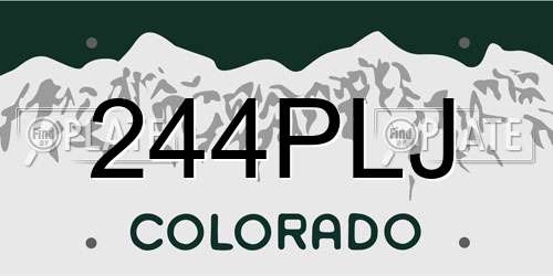 244PLJ Colorado License Plate
