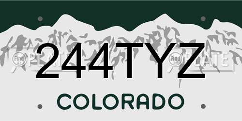 244TYZ Colorado License Plate
