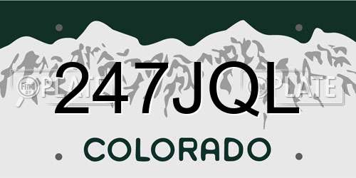 247JQL Colorado License Plate