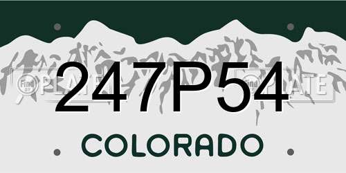 247P54 Colorado License Plate