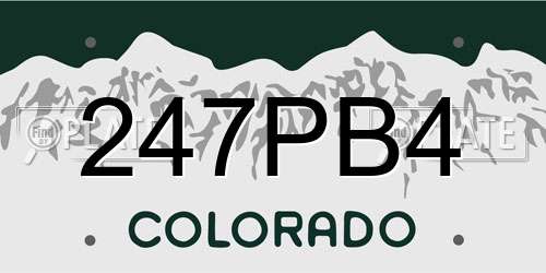 247PB4 Colorado License Plate
