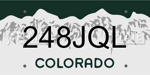 248JQL Colorado License Plate