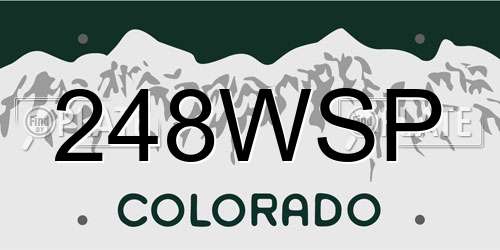 248WSP Colorado License Plate