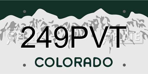 249PVT Colorado License Plate