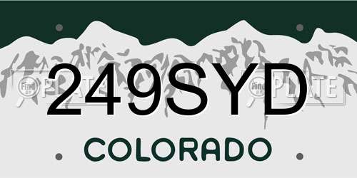 249SYD Colorado License Plate